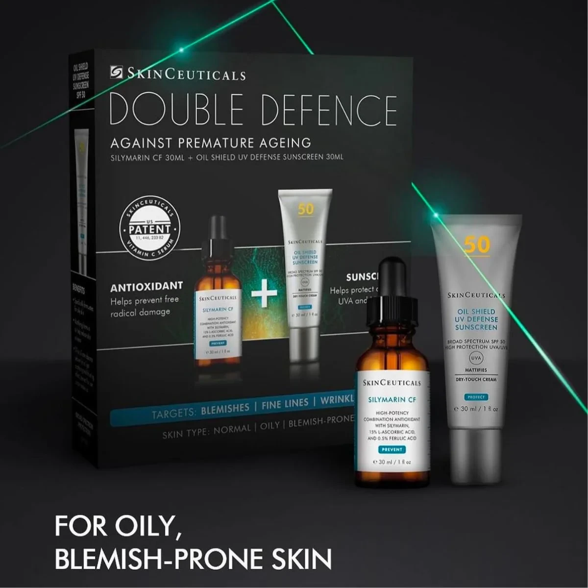 Silymarin CF Double Defence Kit - Vit C serum and SPF Bundle