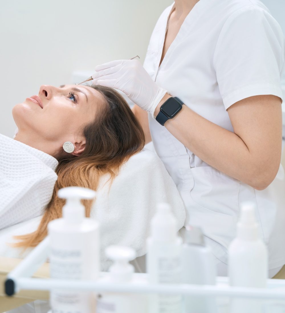 Manual facial cleansing in the medical and cosmetology center Manual facial cleansing in the medical and cosmetology center